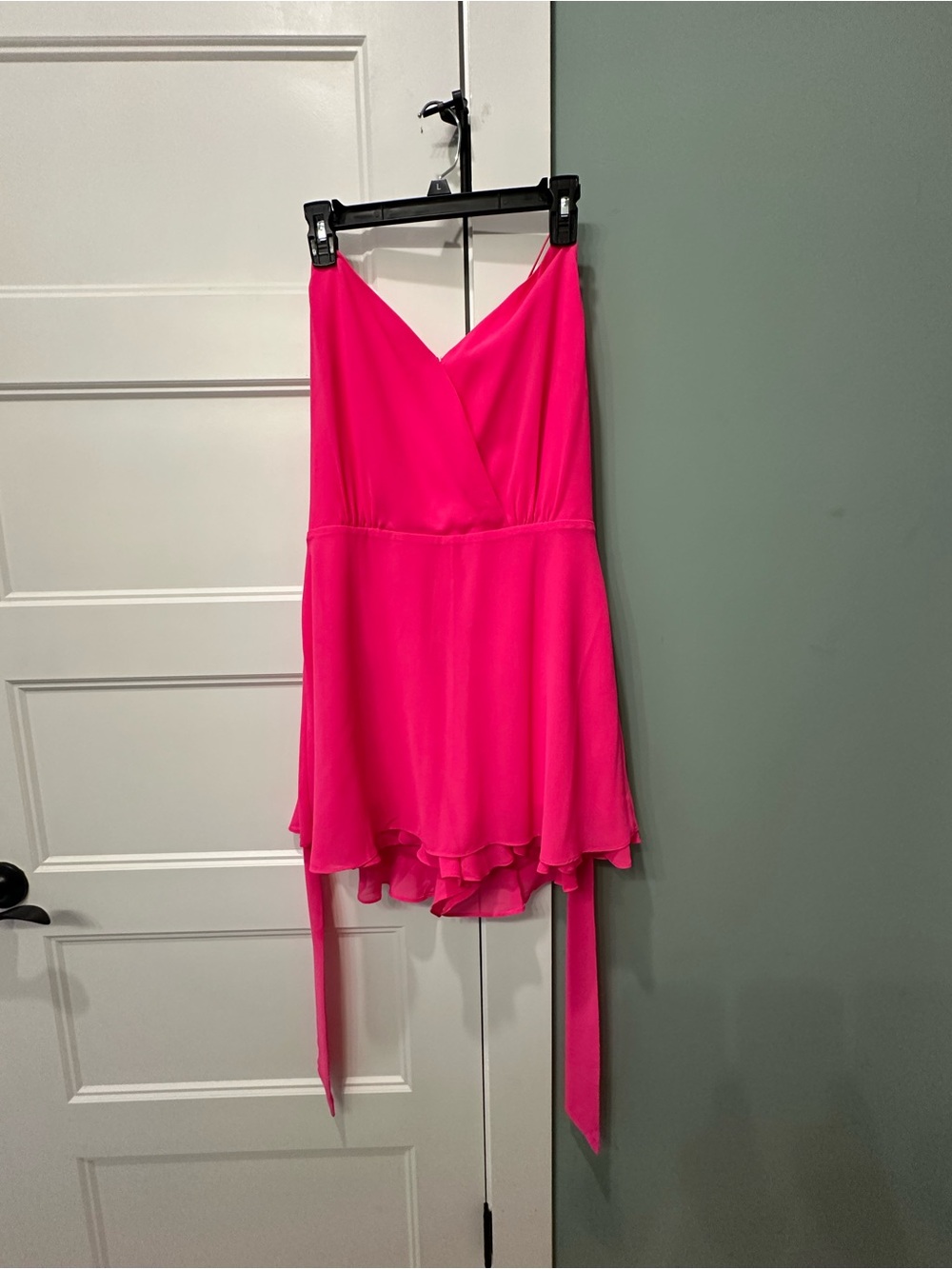 Naked Zebra Hot Pink High-Low V-Neck Dress
